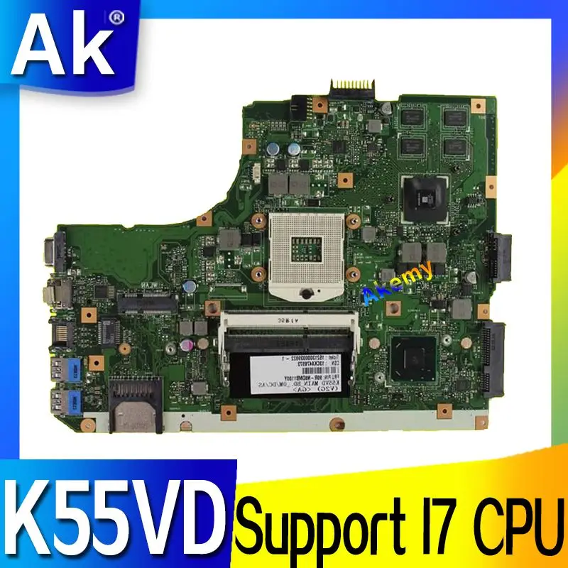 AK K55VD Nešiojamas plokštę Už Asus K55VD K55A A55VD F55VD K55V K55 Bandymo originalus mainboard Parama I7 CPU