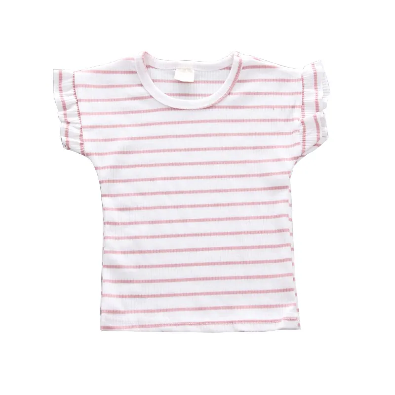 Vasaros Vaikų Mergaičių Drabužių Rinkinius, Dryžuotas trumpomis Rankovėmis Mergina T-Shirt +Mielas Kombinezonas Šortai Baby Girl Drabužiai Tiktų 2vnt