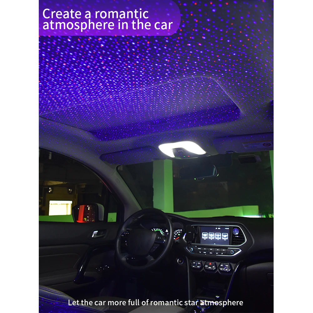 2 In 1 Led Romantiška Namų Interjero Reguliuojamas Atmosfera USB Star Projektoriaus Šviesos Dekoratyvinės Miegamasis Automobilio Stogo Nešiojamų Lubų