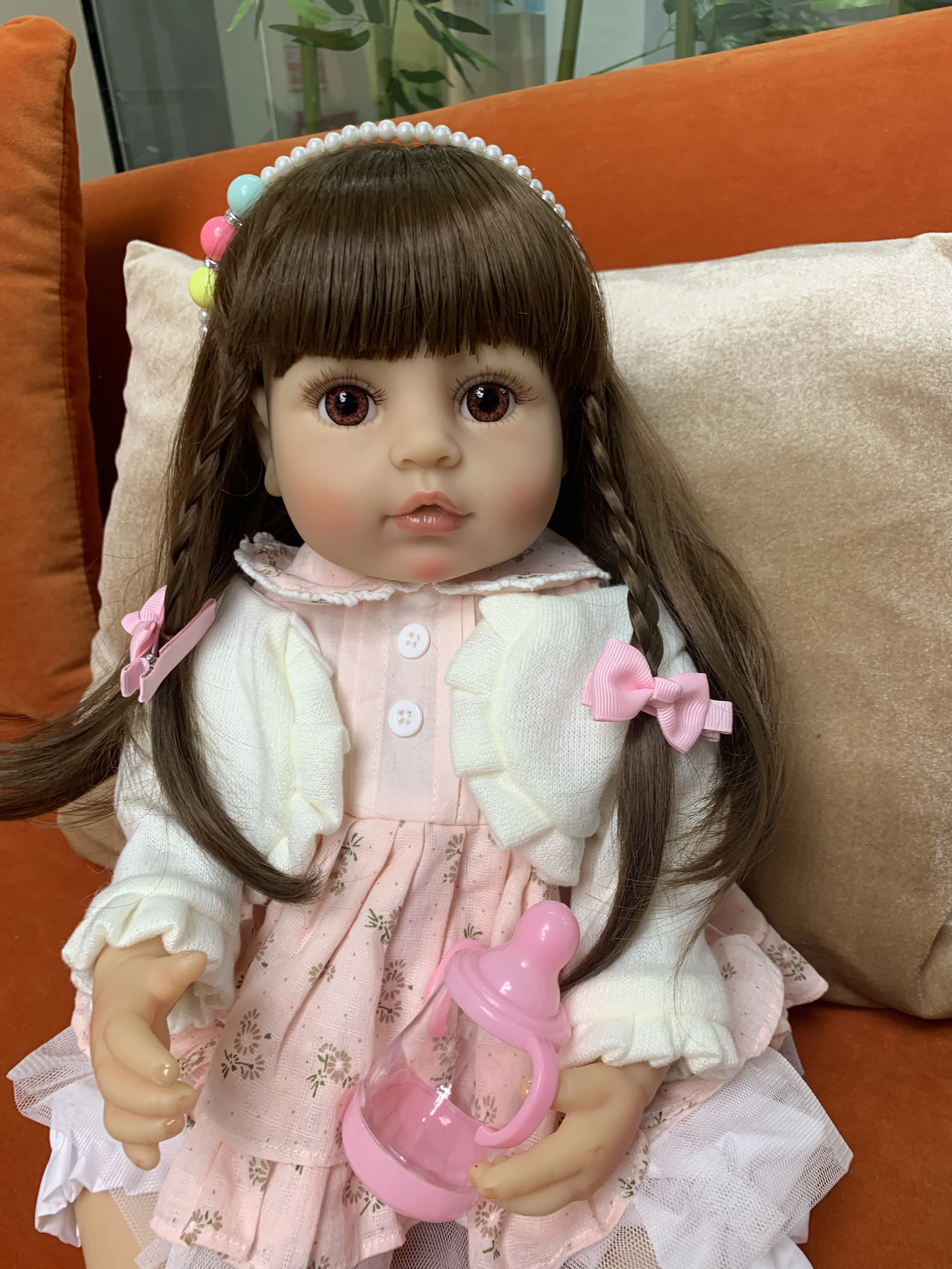 55CM Originalus NPK viso Kūno Silikono Bebe Lėlės Reborn Mergina Baby Princess Žaislas Gimtadienio Dovana Vonios Žaislas Lankstus, Minkštas Liesti Nekilnojamojo
