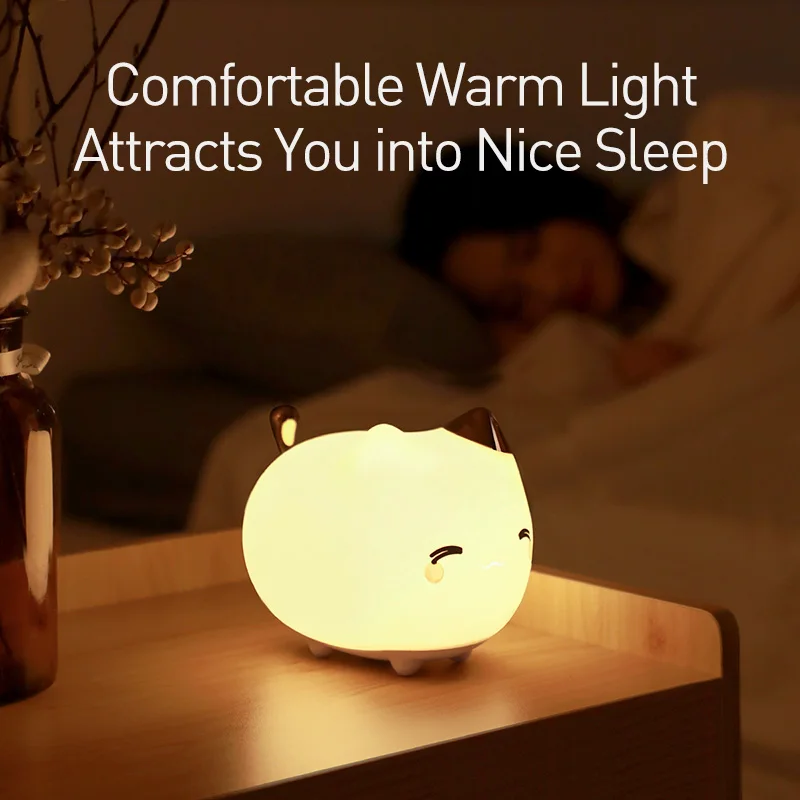 Baseus Mielas LED Nakties Šviesos Minkšto Silikono Touch 