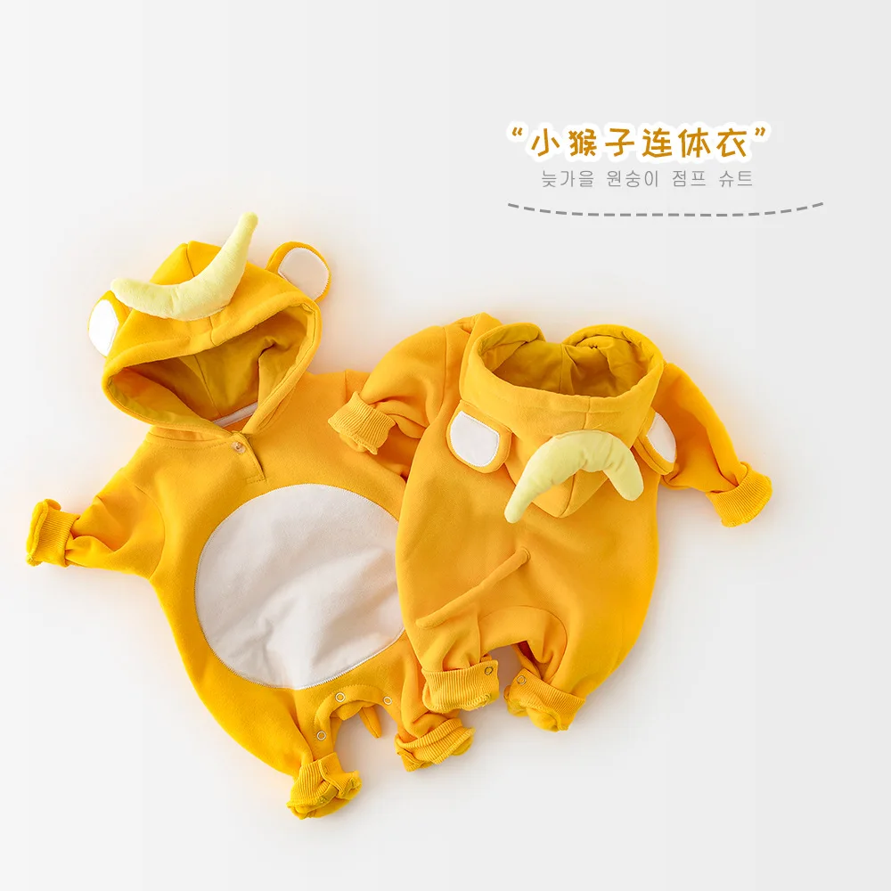 MILANCEL 2020 m. žiemos naujas kūdikiams kailio pamušalu kūdikių berniukų drabužiai bananų hoodies kostiumas