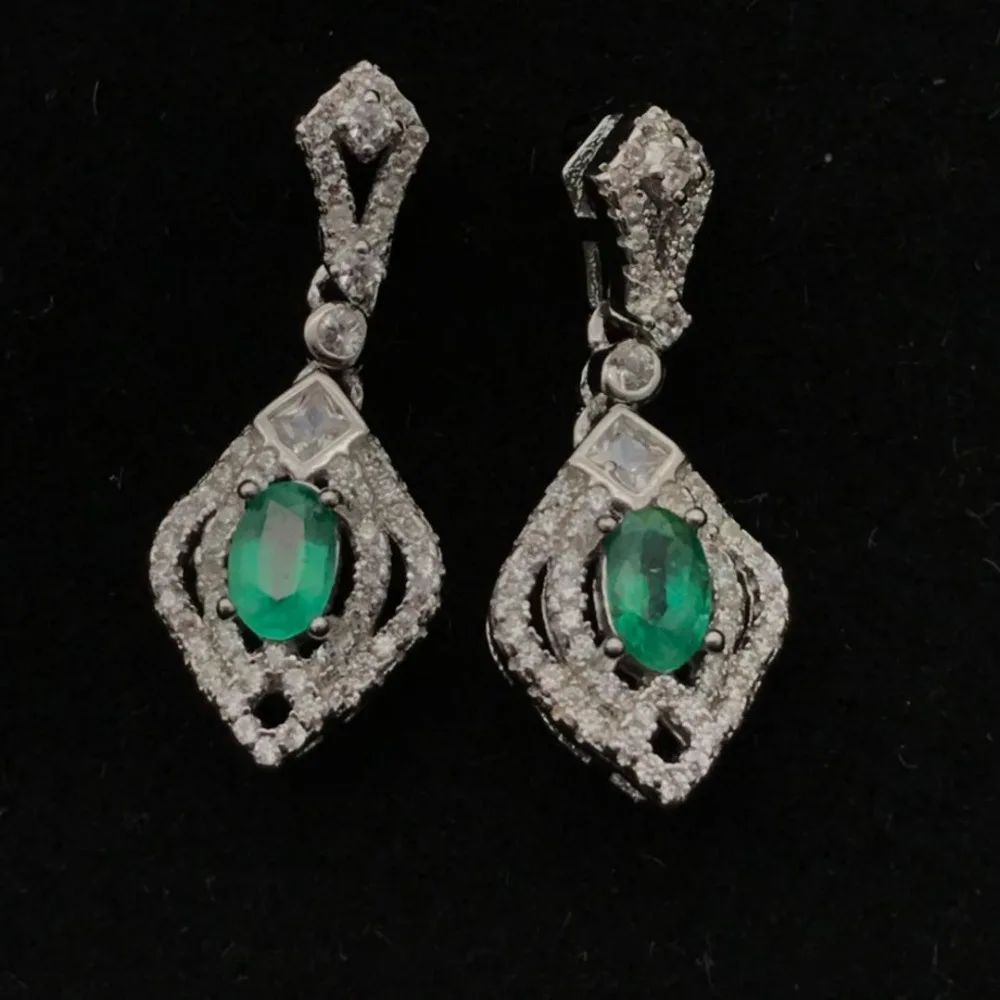 925 sterlingas sidabro Gamtos Smaragdas lašas auskarai lassic bauda Papuošalai moterims vestuvių moterų didmeninės