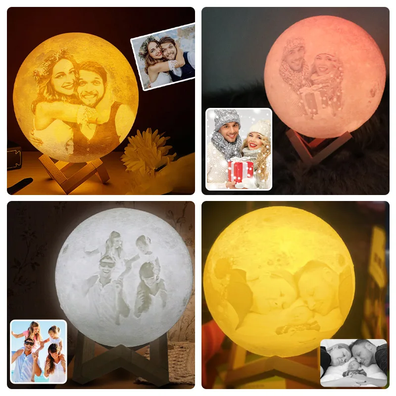 Photo/Tekstas Užsakymą Mėnulio Lempos Naktį Šviesos 2/16 Spalvas Keisti 3D Spausdinimo Touch Naktį Lempa su 24Keys Nuotolinio Meilės Dovanos Šeimos