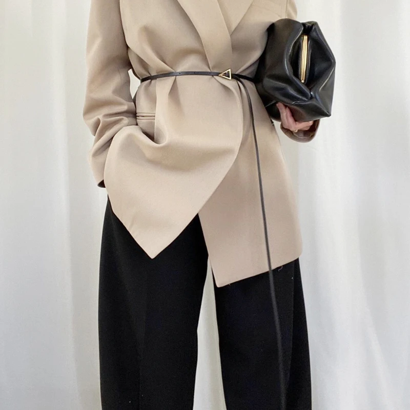 Prabangos dizaineris diržus moterims, natūralios odos ilgas plonas diržas juodosios ponios juosmens ceinture femme aukso trikampis juostos 2020 m.