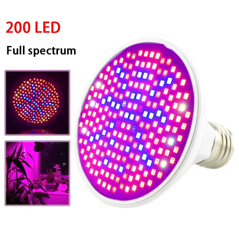 Naujas 200 LED Augalų Auga Šviesos Lempos UV SPINDULIŲ Visą spektrą Auga Lemputes Hidro Gėlių vegs Daržovių Patalpų Šiltnamio efektą sukeliančių growbox E27