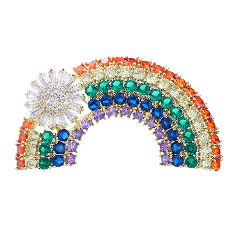 Prabanga Spalvinga Cirkonis Crystal Rainbow Sages Moterims, Vario Mikro-Grindinio Sagė Pin Mados Ženklelis Suknelė Aksesuarai Broche