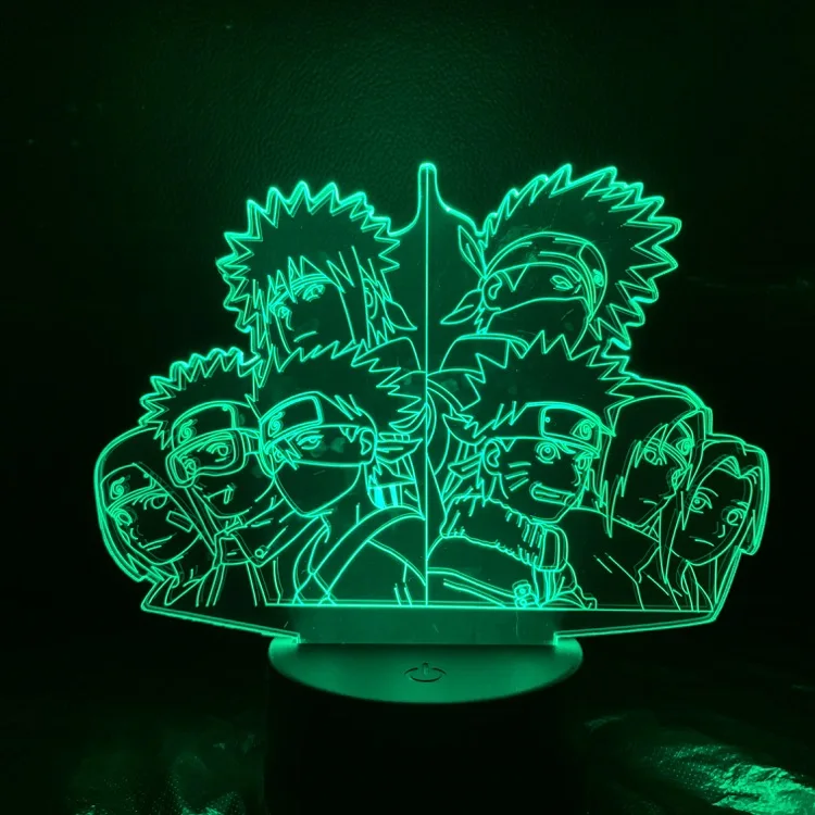 3d Led Nakties Šviesos Naruto Jiraiya Kakashi Sasuke Naktį Šviesos Namų Dekoro Žibintas 3d naktinė lempa Lamparas Luminaria Naruto Lempos
