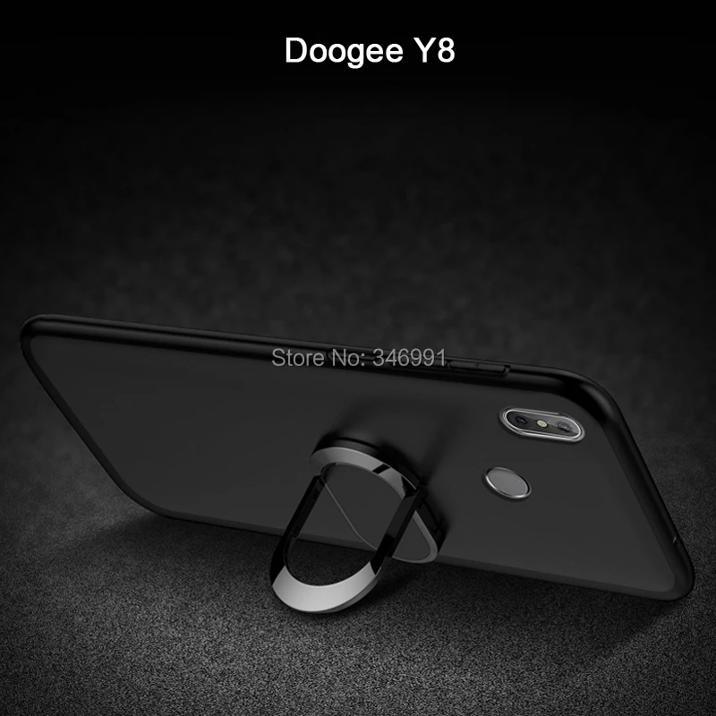 Doogee Y8 Telefono Dangtelis Doogee Y8 Atveju prabanga 6.08 colių Minkštas Juoda Silikono Magnetinio Automobilio Savininkas Žiedas Coque už Doogee Y8 Atvejais