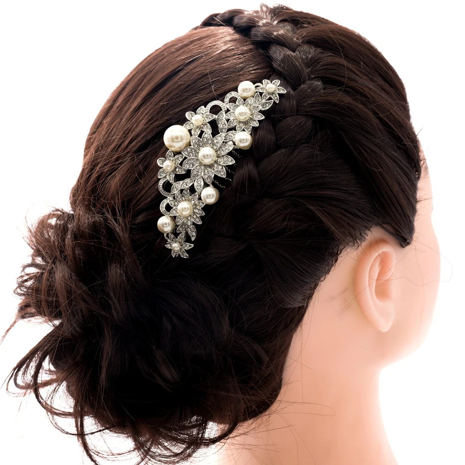 Kalnų krištolas Kristalų Vestuvių Nuotakos Gėlių plaukų segtukai (Plaukų) Pusė Šukų Priedai Moterys Šalis Bridesmaid Nuotakos CO1446R1