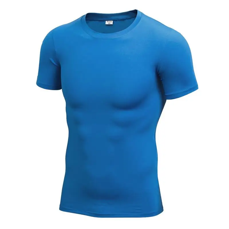 Vyrų Sporto Salė Slim Fit Tees T Shirt Mens Fitneso O-Kaklo Trumpomis Rankovėmis Quick Dry Suspaudimo Stora T-Shirt Viršūnes Kultūrizmo Marškinėlius