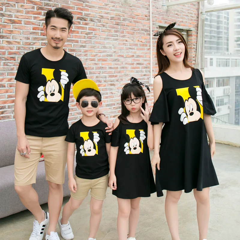 Korėjiečių pora drabužių mickey tshirts kolegijos mados stilius pora mėgėjams moterų vasaros paplūdimio suknelę derinti drabužius aprangą dėvėti 37