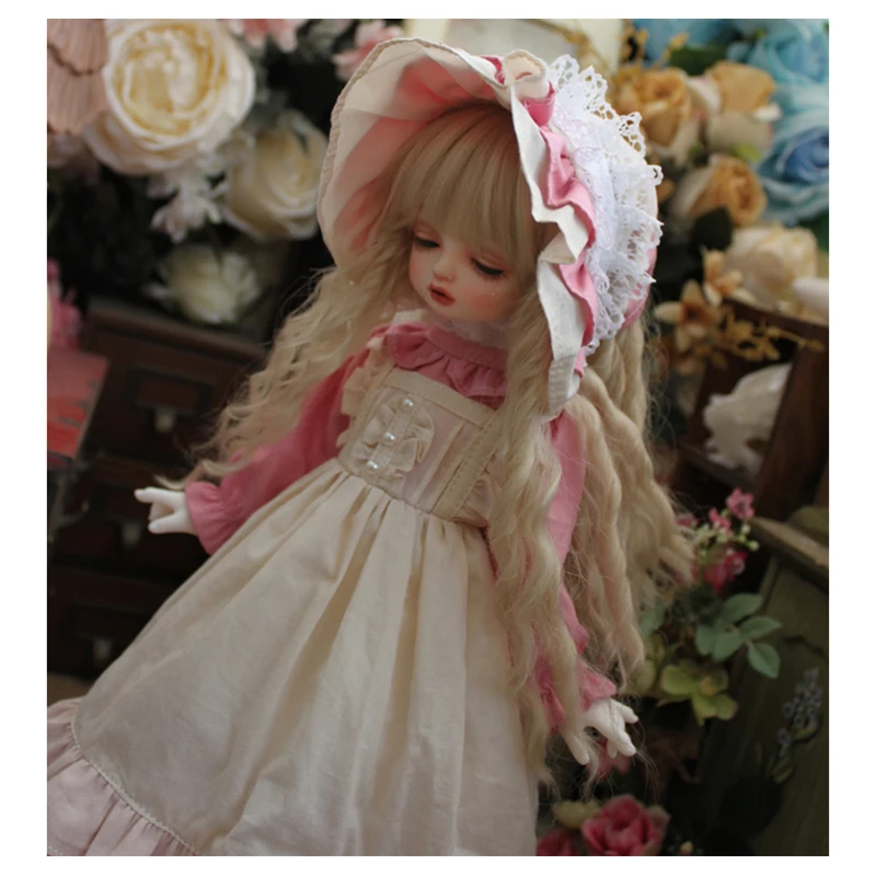 BJD suknelė 1/4 rožinės spalvos 1/6 lėlės suknelė + plaukų juosta teismas suknelė 1/3 1/4 1/6 BJD SD Blyth lėlės suknelė lėlės priedai