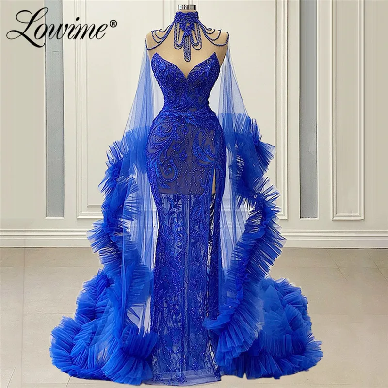 Iliuzija Royal Blue Duobute Couture Suknelės Moteris Vakarėlis Dubajus Chalatas De Soiree 2020 Abendkleider Arabų Vakare Chalatai Prom