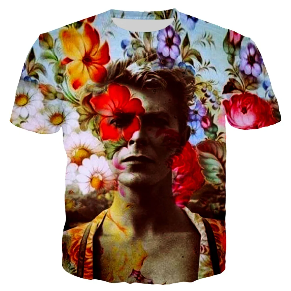 2020 metų Vasaros Mens Hip-Hop T-shirt zlkoe David Bowie 3d Print T shirt Vyrai/Moterys trumpomis Rankovėmis Tees O-kaklo marškinėliai Juokinga Viršūnės S-5XL