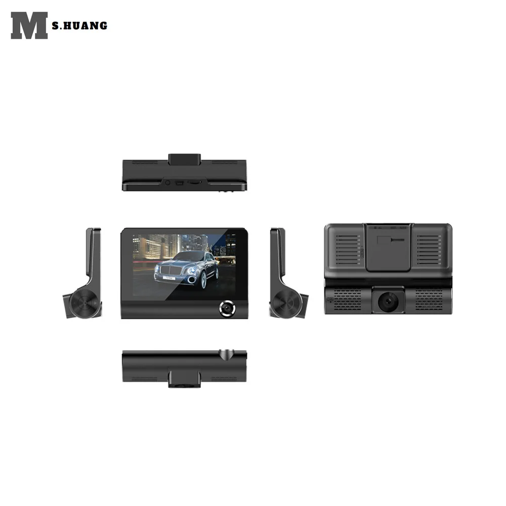 4 colių Automobilių DVR 3 objektyvo Fotoaparatų Len 1080P HD Automobilio galinio vaizdo Veidrodis Brūkšnys Cam G-sensorius Galiniai View170 Laipsnį Naktinio Matymo Registrator