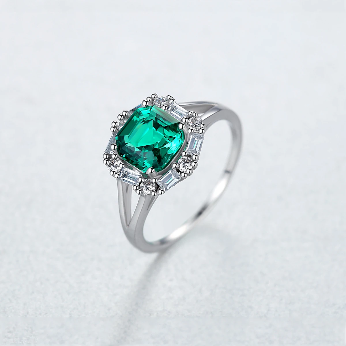 CZCITY Aukštos Kokybės Žalia Akmuo Sužadėtuvių Žiedai Moterims Vestuves 925 Sterlingas Sidabro Piršto Žiedą Fine Jewelry SR0323
