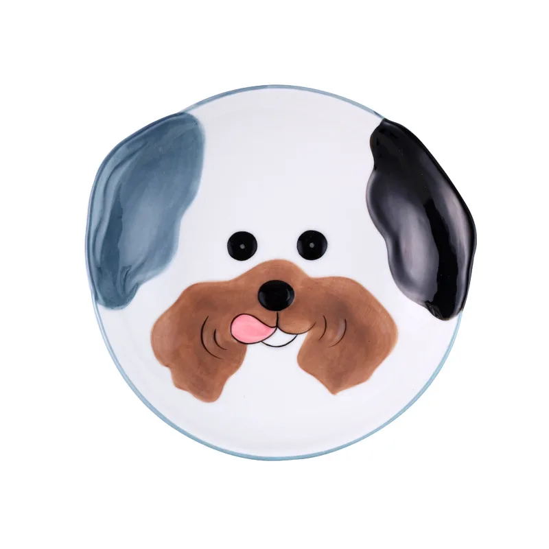 8 colių 3D Šuo, Vakarienė Plokštės Dubenyje Šaukštu Nustatyti Vaikai Makaronų Dubenį Keraminių Gyvūnėlių Dubenį Dekoratyvinės Plokštės Animacinių filmų Gyvūnų Indai Indai