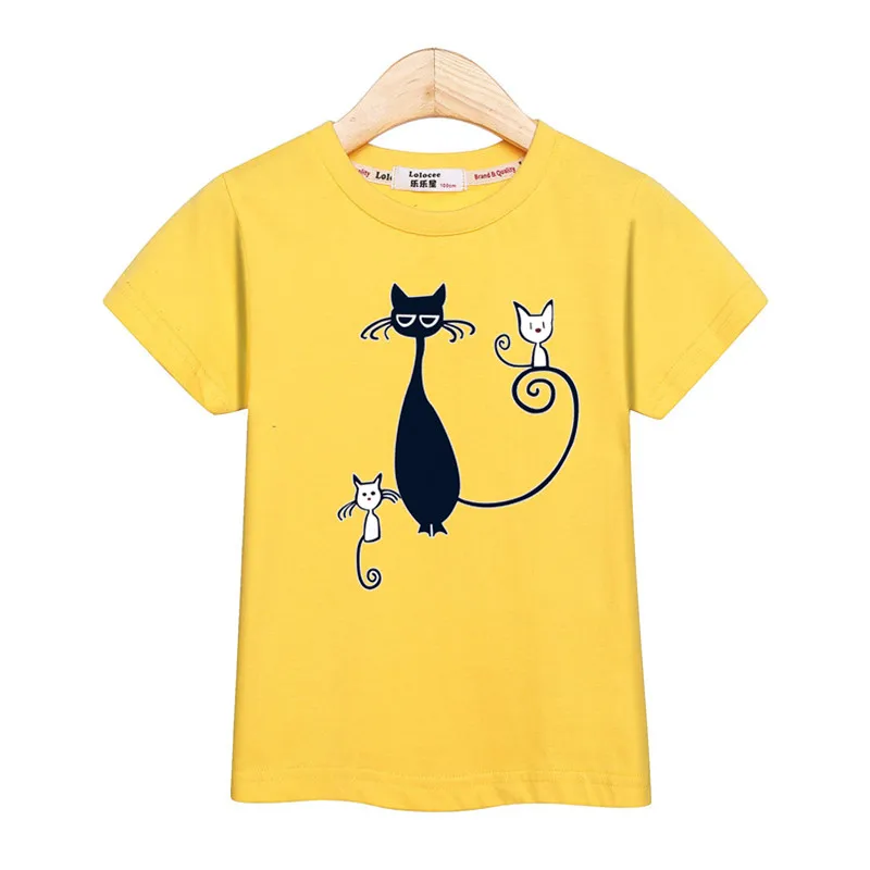Mada vaikams, stalviršiai, trys kačiukai mielas dizainas kūdikių mergaičių marškinėlius vasaros tees atsitiktinis medvilnės berniukų marškiniai animaciją kačių print t-shirt