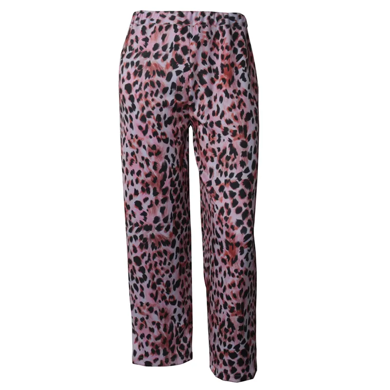 Ličiai Harajuku Pink Leopard Print Moterų Kelnes Elastinga Juosmens Pločio Kojų Moterų Kelnės Atsitiktinis Palaidų Pavasarį, Rudenį Lady Dugnas