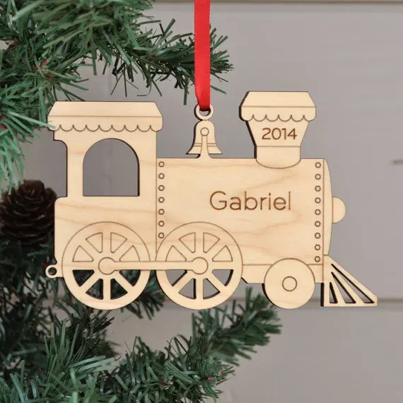 Vaikams Medinio Traukinio Ornamentas: Asmeninį Pavadinimas, Kūdikio Pirmąją Kalėdų 2018, Klasikinis Kalėdų