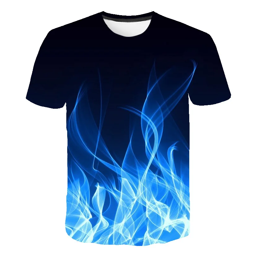 Mėlyna Liepsna marškinėlius berniukų, mergaičių marškinėliai 3d t-shirt Juoda Tee Atsitiktinis Viršų Anime Camiseta Streatwear Trumpas Rankovės vaikams Marškinėlius