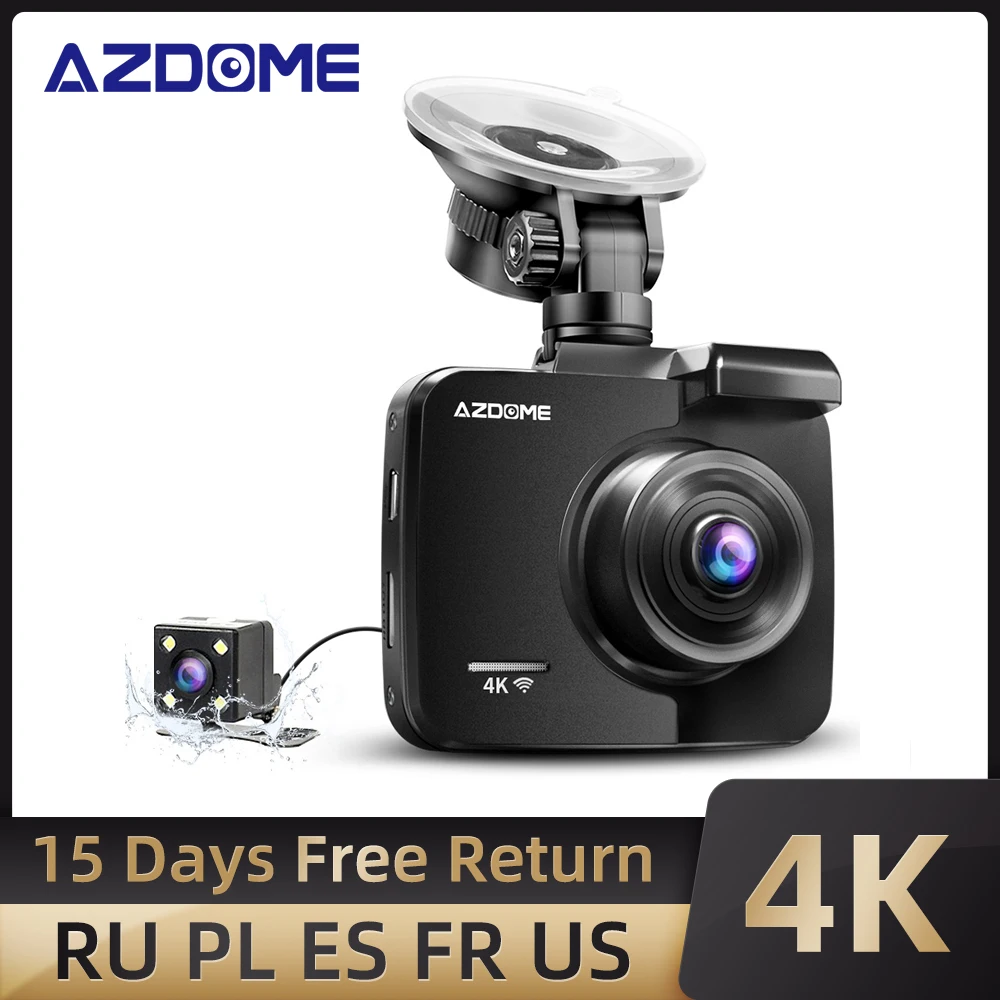 AZDOME 4K Brūkšnys Cam GS63H Automobilių DVR Kamera, Wifi, Dual Objektyvas 1080P HD Naktinio Matymo G-sensorius Dashcam Vaizdo įrašymo integruota GPS