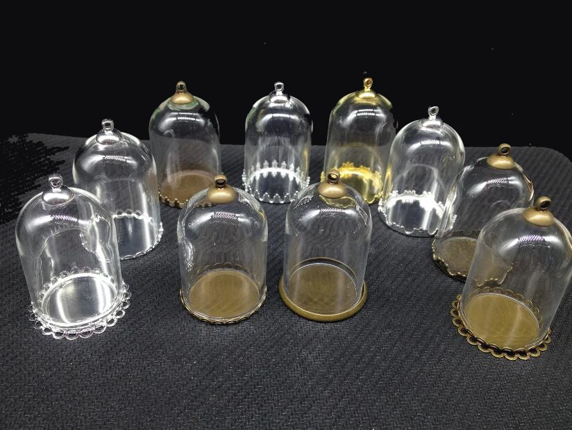 20sets 38*25mm vamzdžio formos skaidraus stiklo burbulas butelis jar & metalo plokštelės & top jungtis papuošalai, aksesuarai, karoliai rasti