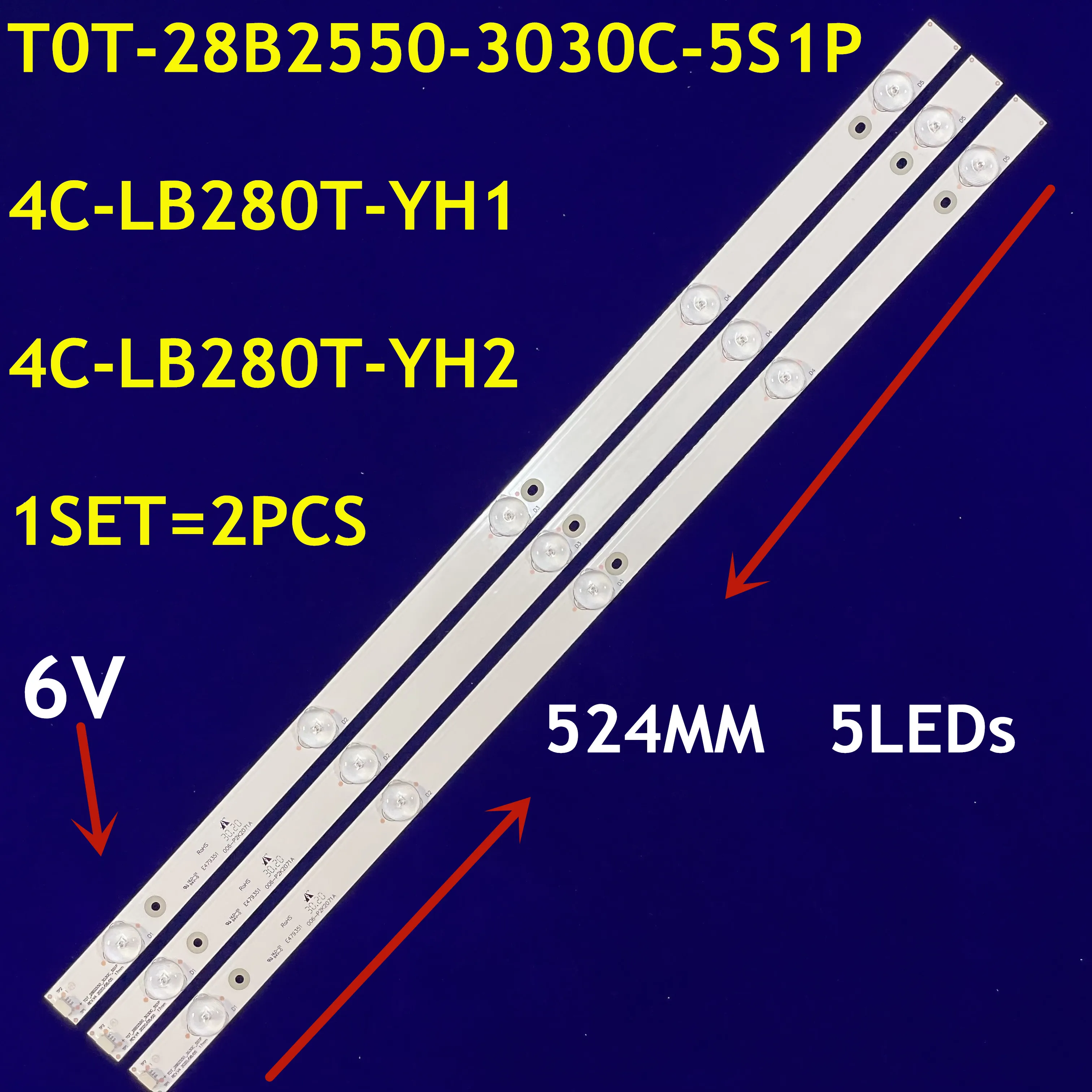 3PCS LED Apšvietimo Juostelės TCL H28V9900 H28VPP00 4C-LB280T-YH2 4C-LB280T-YH1 3 T0T-28B2550-3030C-5S1P 006-P2K2071A