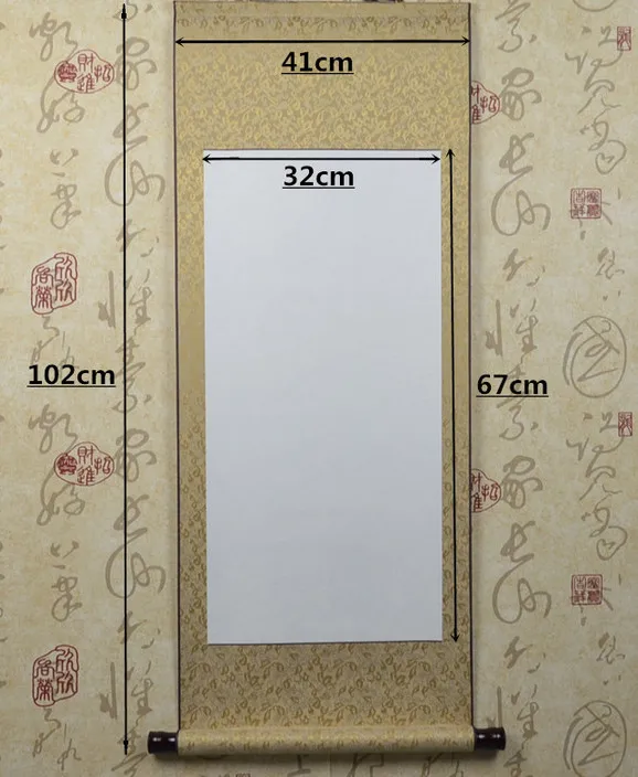 Kinų tapybos popieriaus, įrėminti kaligrafija pažymėkite tuščią keturių kojų keturių visiškai tikslumo montuojamas vertikaliai šilko