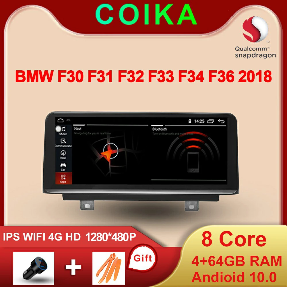 COIKA 8 Core Android 10 Sistemos Automobilių Ekranas F30 F31 F32 F33 F34 F36 EVO 2018+ WIFI 4G BT 4+64GB IPS Jutiklinį GPS Navi Imtuvas