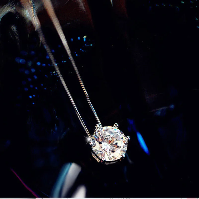 Moterų 925 Sterlingas Sidabro Cirkonis Karoliai Šviečia Aikštėje Diamond Choker Karoliai Šalies Elegantiškas Mados Juvelyrika