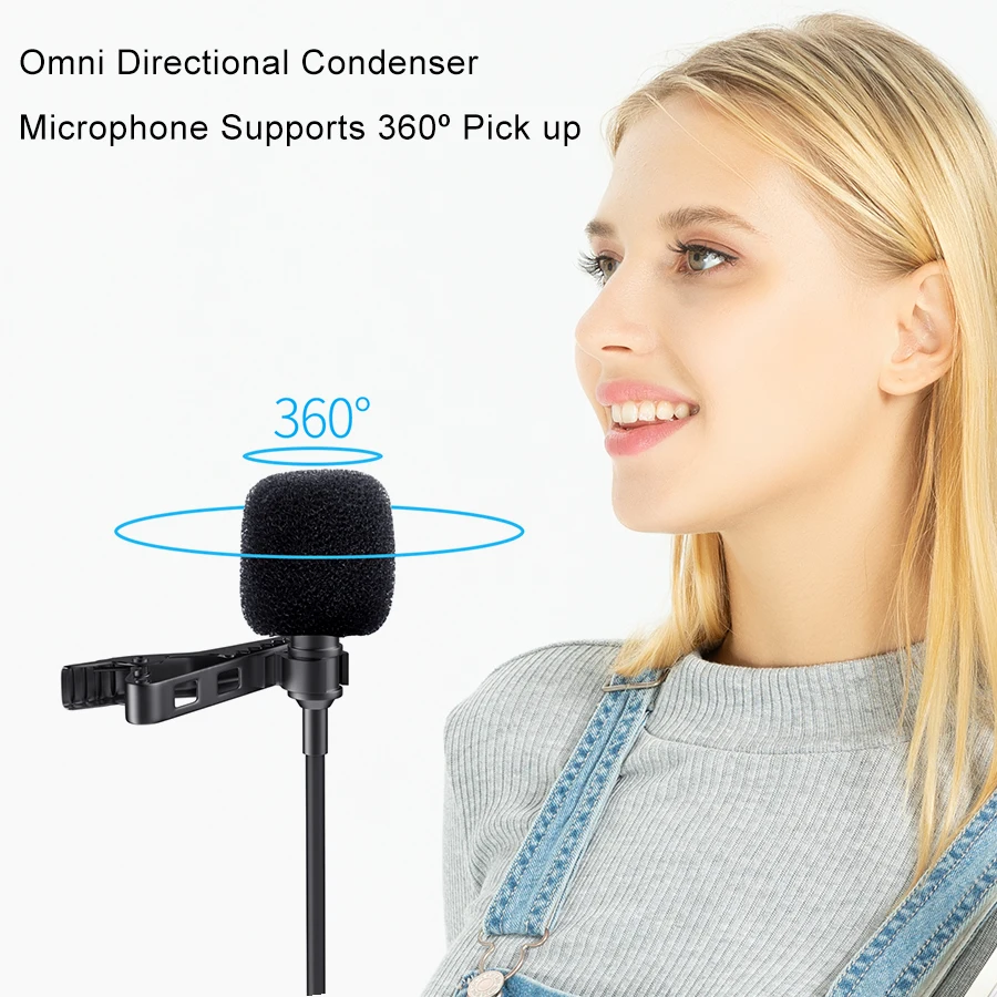 MAMEN Mikrofonas 8m Clip-on Lavalier Mini Audio 3.5 mm Apykaklės Kondensatoriaus Atvartas Mic Įrašymo Canon / iPhone VEIDRODINIAI Fotoaparatai