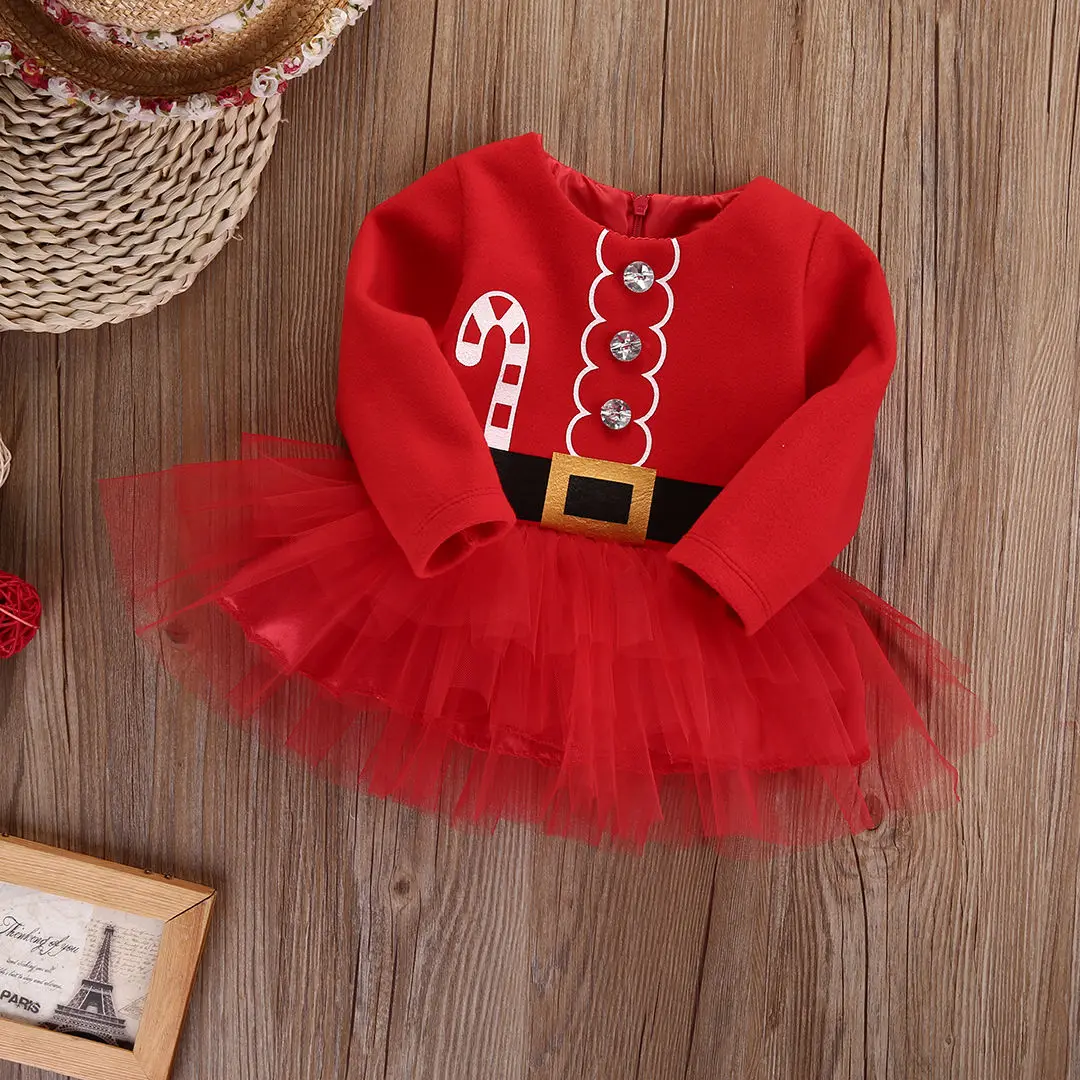Mielas Naujagimių Bamblys Kūdikiui Baby Girl Dress Santa Claus Tiulio Suknelė, Komplektai, Kostiumų Drabužius 0-2T