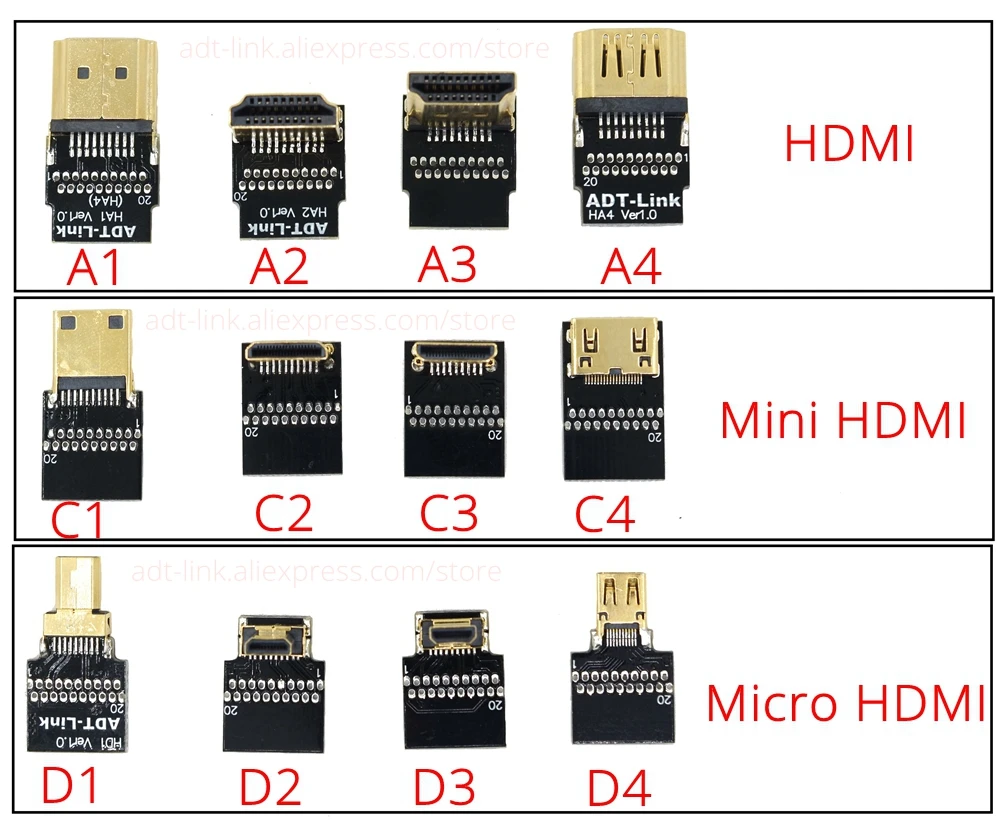 Cabo Mini HDMI Micro HDMI Kampo Keitiklio Kabelį 5 /10 /15 /20 /30 /50 /80 / 100 cm 2.0 4Kx2K@60Hz PC AV HDTV LCD FPV 3D D3C2