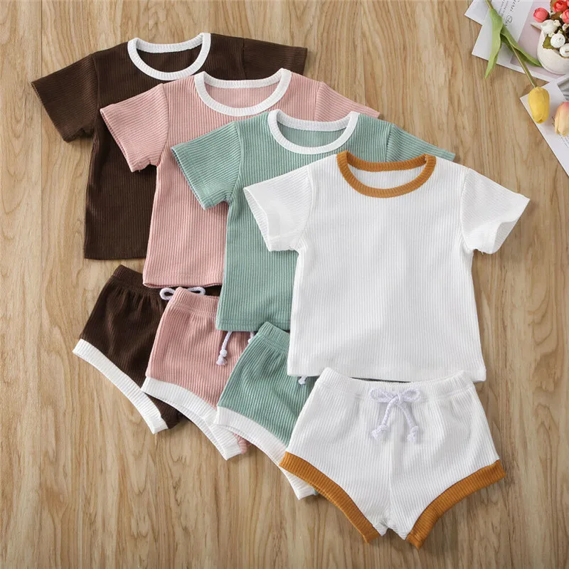 Kūdikių Mergaičių naktiniai marškiniai, pižamos Komplektas Kūdikiui Vaikams Drabužių trumpomis Rankovėmis Viršūnes, T-marškinėliai+Šortai, Kelnės 2vnt Komplektus Naujagimių Namų Drabužių Sleepwear