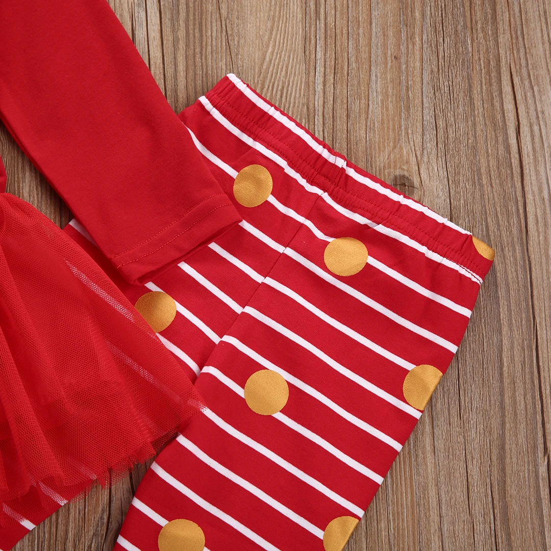 Emmababy Naujagimiams, Vaikams, Kūdikių Mergaitės Kalėdų Drabužius Tutu Ilgomis Rankovėmis Raudona Spalvos Suknelė Viršūnes+Kelnės Apranga Rinkinys