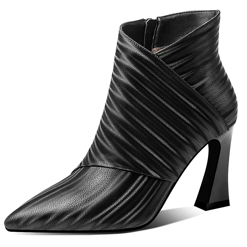 MORAZORA 2020 Naują atvykimo natūralios odos batai storio aukšti kulniukai pažymėjo tne batai rudens-žiemos moterų batai juoda