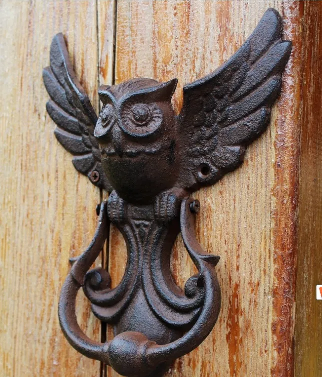 Amerikos pramonės ketaus amatų, derliaus pelėda duris trankyti archaistic durų angelas apdailos gaidys prekės sveiki pakabinti tegus pelėda