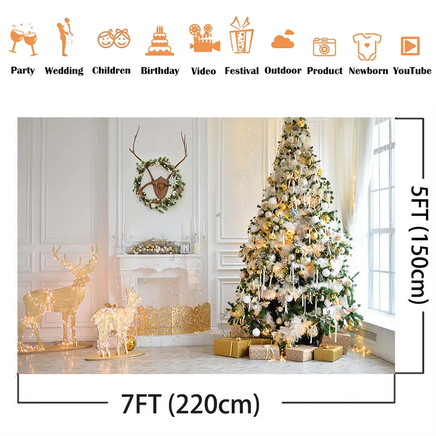 Fotografijos fonas kalėdų eglutė portretas fone gyvenamasis kambarys židinys briedžių blizgučiai šviesos photocall backdrops