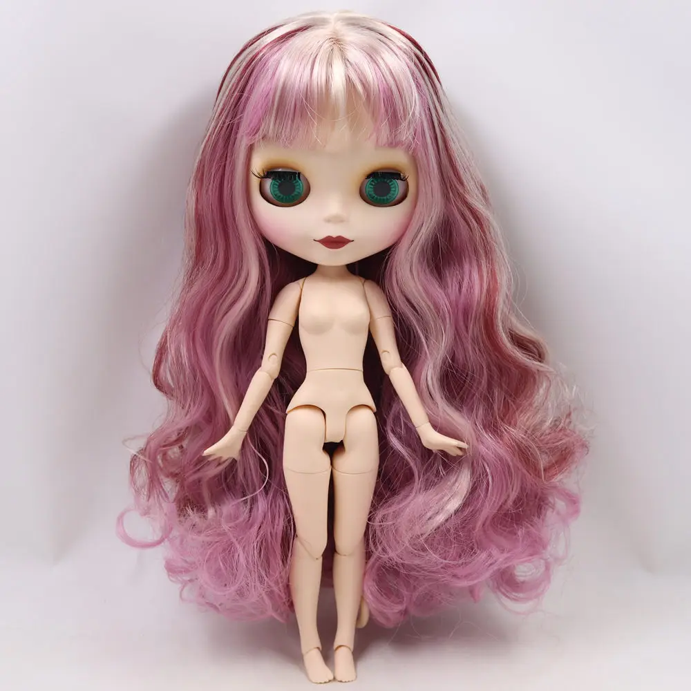 LEDINIS DBS Blyth lėlės Nėra.BL1063/3139/12532 šviesūs sumaišykite rožinė ir violetinė plaukai su kirpčiukais Matinis veidas 1/6 BJD ob24 anime