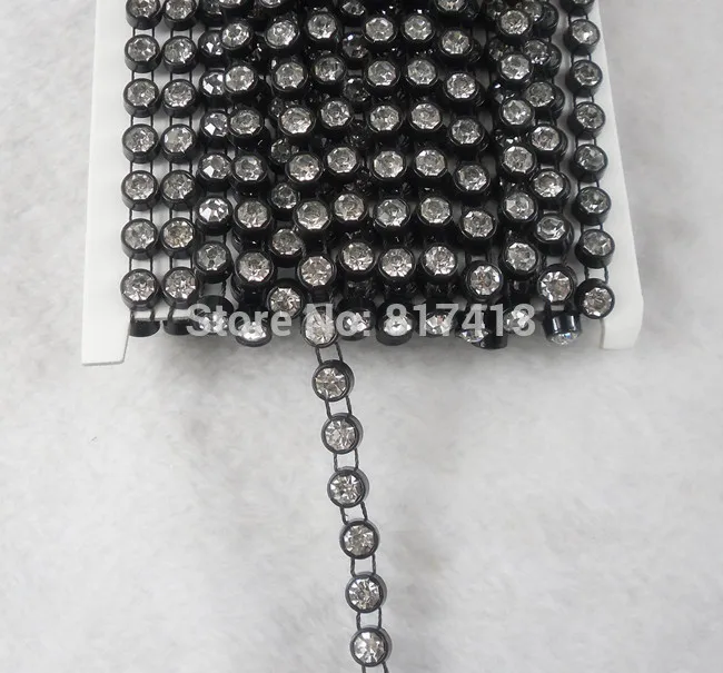 SS30 pažymys, aišku, krištolo stiklas 6mm Cirkonio plastiko juostelės Apdaila juoda Nustatymas kostiumas aplikacijos 10 Metrų