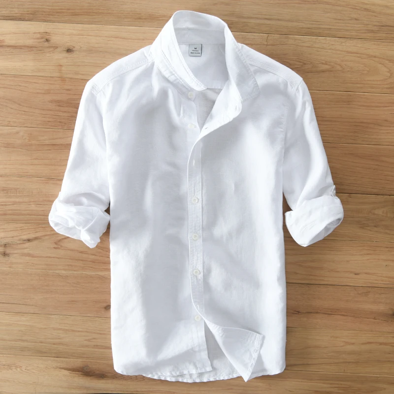 Medvilnės ir lino prekės ženklas marškinėliai vyrams, ilgomis rankovėmis ir rudenį, ir vasarą, marškinėliai vyrams mados atsitiktinis baltus marškinius vyras chemise camisa