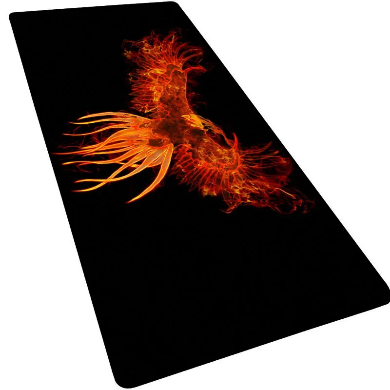 Didelis Pelės Mygtukai Gaisro Phoenix ant Juodo Fono HD Stalo Žaidimų Pelės Kilimėlis Padas neslidus Natūralus Kaučiukas Žaidimas Priedai, Pelės Padas