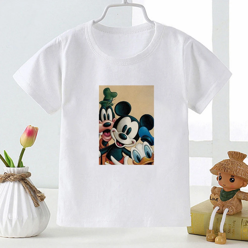 Mielas Daisy Duck T-shirt Animacinių filmų Spausdinti Vaikiški marškinėliai Viršuje Vasaros Atsitiktinis Mickey Mouse Harajuku Trumpas Rankovės Vaikų Drabužiai