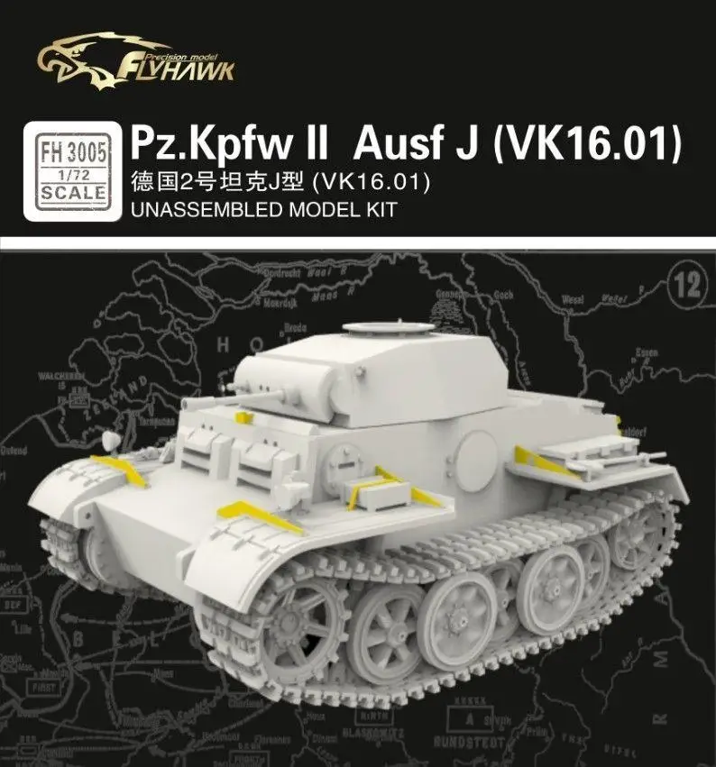 Flyhawk FH3005 1/72 Pz.Kpfw II Ausf J (VK16.01) aukščiausios kokybės