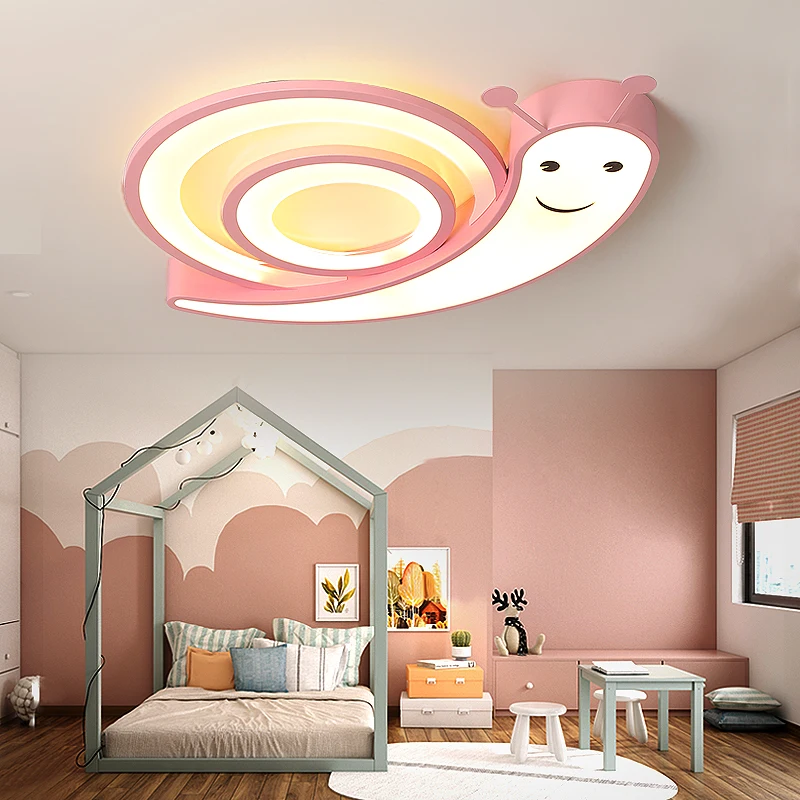 Sraigės vaikų kambario lubų liustra rožinė/mėlyna/balta led šviestuvo Aparatūros+akrilo šiuolaikinės liustra apšvietimo armatūra