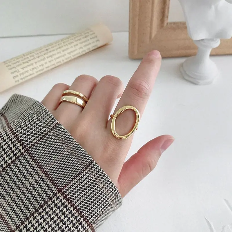 Silvology 925 Sterlingas Sidabro Nereguliarus Ažūrinės Figūrinių Ovalo Formos Žiedai Elegantiškas Minimalistinio Geometrinis Žiedai Moterims 2019 Japonija Papuošalai Dovana