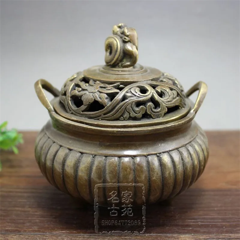 Antikvariniai bronzos amatų žalvario, vario smilkalų degiklis dekoruoti Kerr de Mingxuan