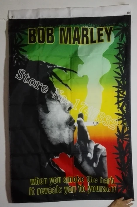 Bob Marley Jaica Rasta Vėliava karšto parduoti prekes 3X5FT 150X90CM Reklama žalvario metalo skyles